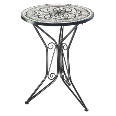 Abbildung von Kobolo Beistelltisch Gartentisch Metalltisch in Mosaikoptik grau weiß (kombinierbar, 1 St)