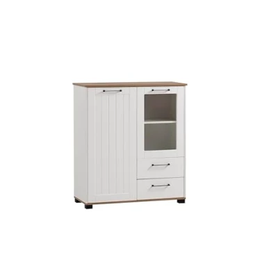Abbildung von Schildmeyer Highboard &quot;Jelda, Breite 99 cm&quot;, Fronten in Landhausoptik, Tür rechts mit Glaseinsatz