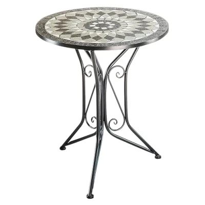 Abbildung von Kobolo Beistelltisch Gartentisch Metalltisch Mosaikplatte grau 70x60 cm (kein Set, 1 St)