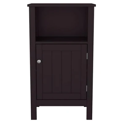 Abbildung von Mevsim Store Badezimmerschrank, Badschrank Beistellschrank Kommode Mehrzweckschrank, mit 3 Fächer Eine Klappe, verstellbare Ablage, aus MDF, Dunkelbraun