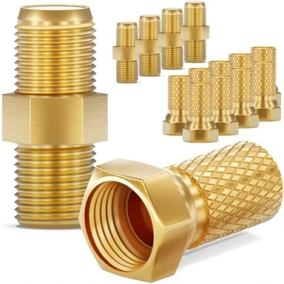Abbildung von HB DIGITAL 10x F stecker 7mm schmaler Mutter + 5x Profi SAT Koaxialkabel Adapter Verbinder Kupplung Für Fernsehkabel Antennenkabel Satelliten Kabel Vergoldet