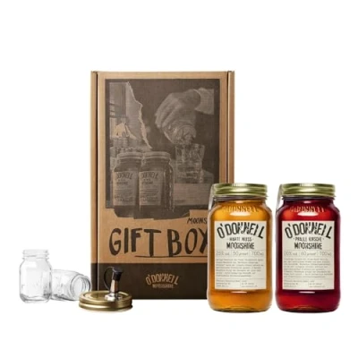 Abbildung von 2er Likör Geschenkbox O&#039;Donnell Moonshine Premium Schnaps nach amerikanischer Tradition vegan Geschenkset natürliche Zutaten Geschenkidee (Harte Nuss/Pralle Kirsche)