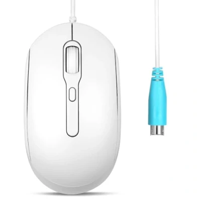 Abbildung von Perixx PERIMICE 222 Kabelgebundene Optische Maus, Verstellbare DPI 1200/1600/2000, Leiser klick, 1,8 m Kabel, Kompatibel mit Tablets Laptops PCs, Weiß (PS/2, Weiß)