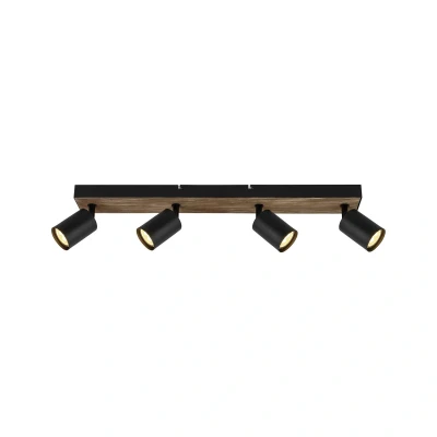 Abbildung von Brilliant Deckenstrahler Jello Wood, LED wechselbar, Warmweiß, Spotbalken schwenkbar, 15x60x8 cm, 4 x GU10, 345lm, 3000K, Metall/Holz