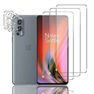 Abbildung von Ljietr 3+3 Stück Schutzfolie für OnePlus Nord 2 5G Panzer Schutz Glas, 3 Panzerfolie und Kamera Schutzglas, HD Displayschutzfolie, 9H Härte
