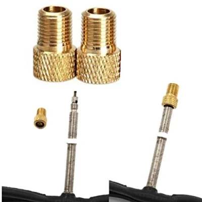 Abbildung von QHJ Ventilkappen Fahrrad, 2 Stück Messing Adapter Presta Zu Schrader Fahrradventil Converter Bike Pump Connector (Gold)