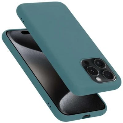 Abbildung von Cadorabo Hülle kompatibel mit Apple iPhone 15 PRO Silikon Handyhülle für Case aus flüssigem stoßfeste dünne TPU Schutzhülle Liquid GRÜN