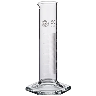 Abbildung von neoLab E 1277 Messzylinder, niedrige Form, Sechskantfuß, Boro Kl. B, 50 ml
