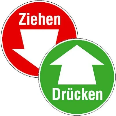 Abbildung von SafetyMarking® Hinweisaufkleber Drücken/Ziehen mit Pfeil 10 cm
