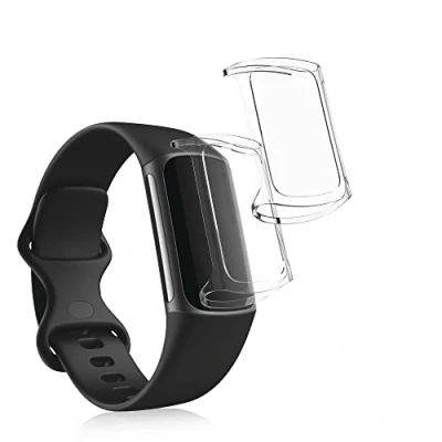 Abbildung von kwmobile 2X Schutzhülle kompatibel mit Fitbit Charge 6 / 5 Hülle Fullbody Cover Set aus Silikon Transparent