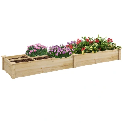 Abbildung von Hochbeet aus Holz Großes Pflanzkasten Blumenkasten mit 2 Fächern, Natur