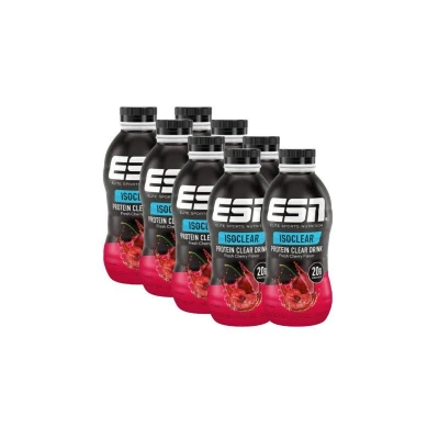 Abbildung von ESN ISOCLEAR Protein Clear Drink RTD, Fresh Cherry, 8 x 500 ml, trinkfertiger fruchtig, klar und erfrischend, geprüfte Qualität