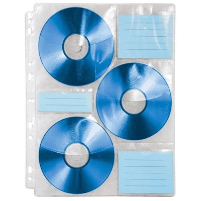 Abbildung von Hama CD /DVD /Blu ray Hüllen mit 60 Indexkarten zum Beschriften (Archivierung, 10 für je 6 CDs/DVDs/Blu rays, geeignet DIN A4 Ordner) transparent