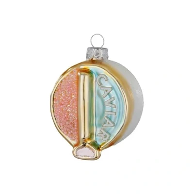 Abbildung von Christbaumschmuck Glas 7cm Kaviardose Figur zum Aufhängen handbemalt Weihnachtsbaum Anhänger für Weihnachten Christbaumanhänger &amp; Weihnachtsbaumschmuck Kaviar Rosa Blau