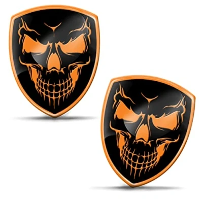 Abbildung von Biomar Labs 2 x Aufkleber 3D Gel Silikon Schädel Totenkopf Stickers Gift Autoaufkleber Auto Motorrad Fahrrad Fenster Telefon Laptop PC Tablet Tür KS 97