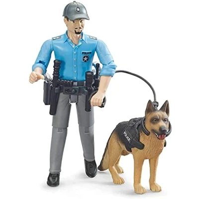 Abbildung von Bruder® Spielfigur 62150 bworld Polizist mit Hund, für Kinder ab 4 Jahren