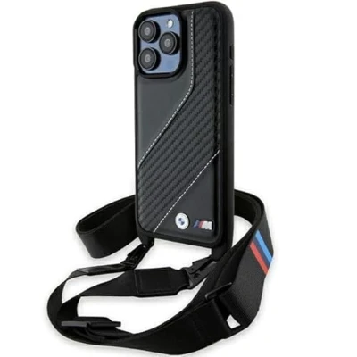 Abbildung von CG Mobile BMW BMHCP15X23PSCCK Hülle für iPhone 15 Pro Max 6.7&quot; Schwarz hardcase M Edition Carbon Stripe &amp; Strap