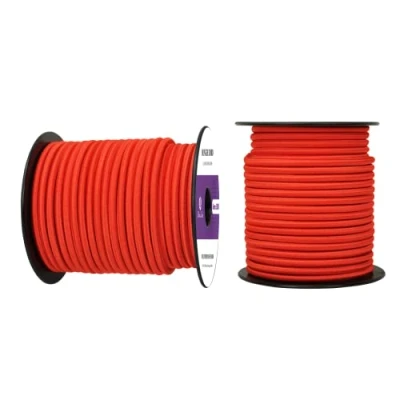 Abbildung von Abma Cord Gummiseil Expanderseil 6mm 30M Gummischnur UV Beständig Planenseil 100% Dehnung Spannseil für Plane, Anhängerplane, Sonnensegel, Zelte, Banner Rot