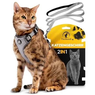 Abbildung von Tierhood Geschirr Katzengeschirr mit Halsklipp inkl. 1.4m Katzenleine, M