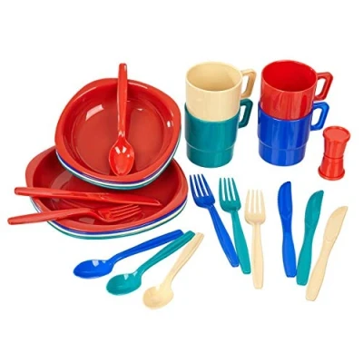 Abbildung von Camping Geschirr + Besteck Outdoor Geschirrset 4 Personen Bunt