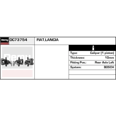 Abbildung von DELCO Remy DC73754 Bremssattel Aluguss Remanufactured FIAT: BRAVO 2, Stilo Schrägheck, Multi Wagon, LANCIA: DELTA 3