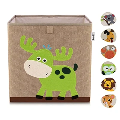 Abbildung von LIFENEY Aufbewahrungsbox Kinder mit Hirsch Motiv I Spielzeugbox Tiermotiv passend für Würfelregale Ordnungsbox das Kinderzimmer Aufbewahrungskorb