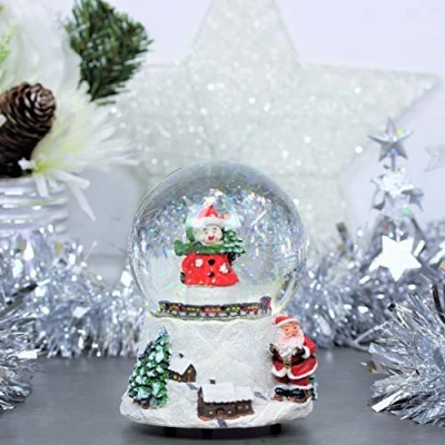 Abbildung von The Christmas Workshop 84410 Schneemann Schneekugel, Glas, Grün, Gelb, Silber, Snowman Snow Globe