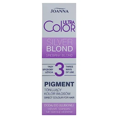 Abbildung von JOANNA Ultra Color Pigment Haartönungspigment Farbtonpigment Neutralisierung von Unerwünschten Gelbtönen Kann auf 3 Arten Aufgetragen Werden Mit Conditioner Shampoo Separat Silberblond 100ml