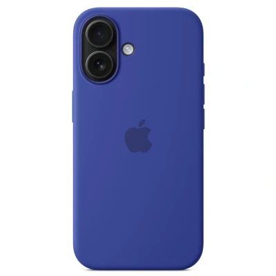 Abbildung von Apple iPhone 16 Hülle MagSafe Silikon Original Soft Case/Backcover Handyhülle Blau