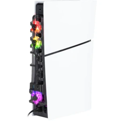 Abbildung von Konix Kühlventilator für PS5 Slim Konsole 21 x 68 40 cm 3 Geschwindigkeiten RGB LED Beleuchtung USB 3.0 Anschluss Schwarz