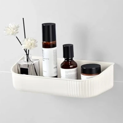 Abbildung von YOHOM Duschablage Ohne Bohren für die Dusche Off White Duschkorb selbstklebend Kunststoff Shampoo Halter Selbstklebende Badezimmerwand