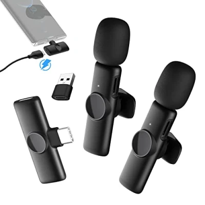 Abbildung von Handy Lavalier Mikrofon, 2.4GH【Type C&amp;USB】 Ansteckmikrofon für Android Phones Tablets Vlogging Live Streaming Interviews Online Kurse Tiktok,Drahtloses Mikrofon USB Smartphone