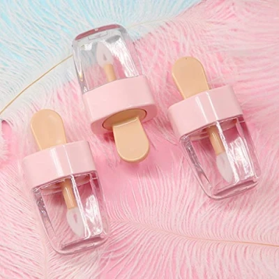 Abbildung von ruiruiNIE 3,2x6,8 cm Süßes EIS Form Mini Lipgloss Tube Leere Lippenbalsam Behälter Mit Rosa Deckel Gummieinsätze Lippenstift Probenspender Flasche