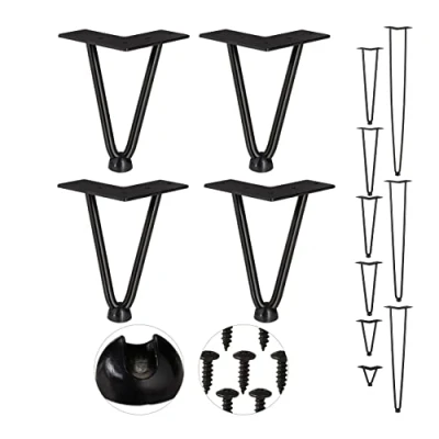 Abbildung von Relaxdays Hairpin Legs, 4er Set, 2 Streben, Metall, Haarnadel Tischbein für Hocker, Tisch &amp; Schrank, 15 cm hoch, schwarz