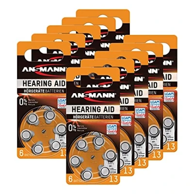 Abbildung von ANSMANN AG Hörgerätebatterien Typ 13 Orange P13 PR48 ZL2 Knopfzelle, (60 St), Hörgeräte Batterien