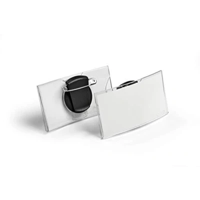 Abbildung von Durable Namensschild konvex (mit Kombiklemme, 40 x 75 mm) Packung à 25 Stück, transparent, 812419