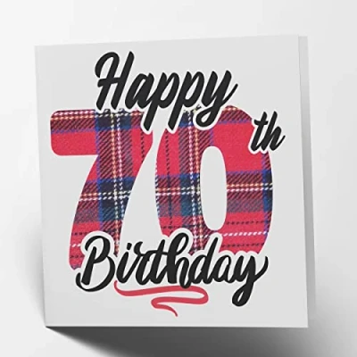 Abbildung von Maturi Geburtstagskarte zum 70. Geburtstag, Schottenkaro, innen unbeschriftet