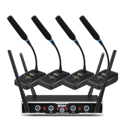 Abbildung von D Debra Drahtlose Konferenz Mikrofon System Audio Pro DU4004 UHF 4 * 16 einstellbaren Kanal 360Rotating Wireless Schwanenhals Mikrofon, ideal für die Sitzung Rede (4 Pcs)