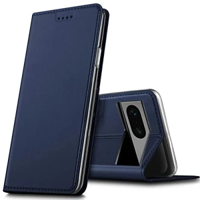 Abbildung von Verco Handyhülle für Google Pixel 7a, Premium Handy Flip Cover 7a Hülle [integr. Magnet] Book Case PU Leder Tasche, Blau