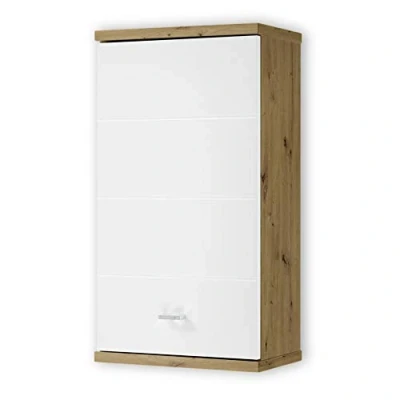 Abbildung von POOL Badezimmer Hängeschrank in Artisan Eiche Optik, Weiß Moderner Badezimmerschrank Bad Schrank mit viel Stauraum 38 x 71 23 cm (B/H/T)
