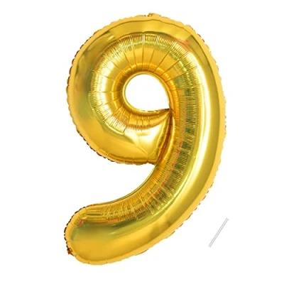 Abbildung von Geburtstag zahlen luftballon 9 jahre Gold Folienballon XXL Riesen in 40&quot; 101cm Geburtstagsdeko Ballon Zahl Deko zum .Fliegt mit Helium