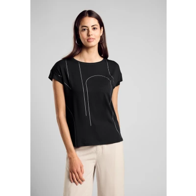 Abbildung von Street One Leichtes Tshirt print, Damen, Größe: 34, Schwarz
