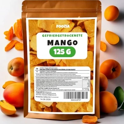 Abbildung von Gefriergetrocknete Mango große Stücke Früchte Ohne Zusätze 100% Pur Natürliche Gefriergetrocknet Getrocknet Trockenfrüchte Getrocknete 125g von Foozia (125g)