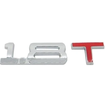 Abbildung von Schriftzug 1.8 T Metall Emblem Logo Auto Sticker Aufkleber Silber Rot