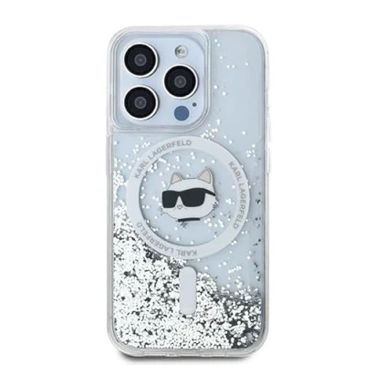 Abbildung von CG Mobile Karl Lagerfeld KLHMP14XLGCHSGH Hülle für iPhone 14 Pro Max 6.7&quot; hardcase transparent Liquid Glitter Choupette Head