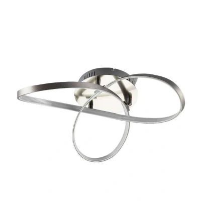 Abbildung von Lindby LED Deckenleuchte Saliha, dimmbar, Leuchtmittel fest verbaut, warmweiß, Modern, Aluminium, Metall, Kunststoff, nickel matt, weiß, 1 flammig