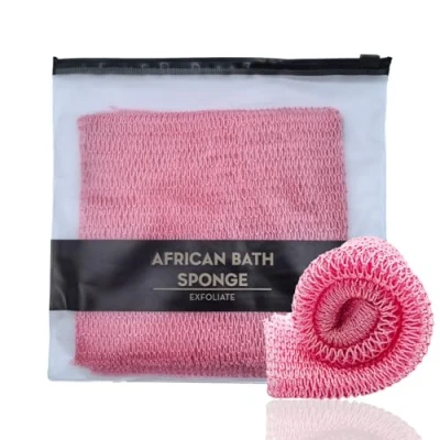 Abbildung von XIANZANDER afrikanischer Netzschwamm, afrikanisches Peeling Netz, Schwamm, Tiefenreinigung, Rückenschrubber, Netz Badeschwamm für Männer und Frauen (Rosa)