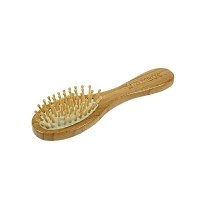 Abbildung von Bambus Haarbürste Holz umweltfreundliche klein mit Bambusborsten und sanften Kopfmassage Noppen, Vegan, Kleine Haar Bürste für Kinder Erwachsene Holzborsten, 18 x 5cm