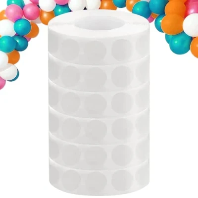 Abbildung von WISYOK 3000 Stück Ballonkleber, 6 Rollen Luftballon Klebeband Kleber Punkte Aufkleber, Doppelseitig Klebepunkte Transparent, Selbstklebend Ballon Klebepunkte,