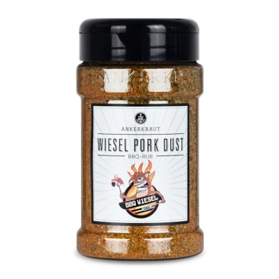 Abbildung von Ankerkraut Wiesel Pork Dust, Rub Gewürzmischung zum Grillen von Fleisch und Gemüse 200g im Streuer